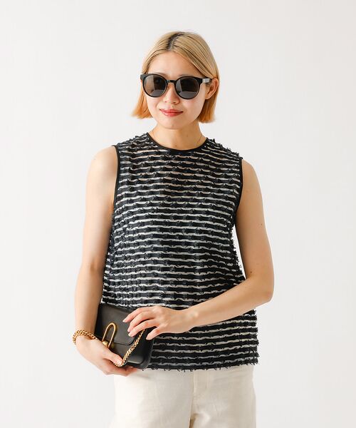 DESIGNWORKS / デザインワークス シャツ・ブラウス | 【セットアップ対応】ボーダーカットジャガードノースリーブブラウス | 詳細3