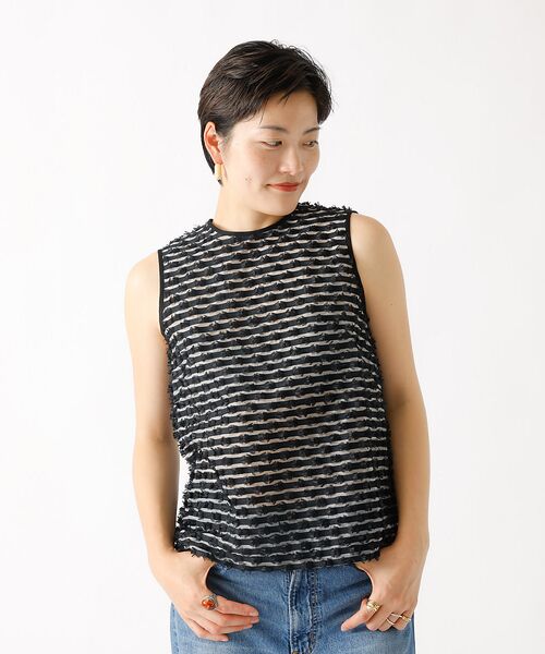 DESIGNWORKS / デザインワークス シャツ・ブラウス | 【セットアップ対応】ボーダーカットジャガードノースリーブブラウス | 詳細5