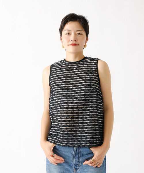 DESIGNWORKS / デザインワークス シャツ・ブラウス | 【セットアップ対応】ボーダーカットジャガードノースリーブブラウス | 詳細6