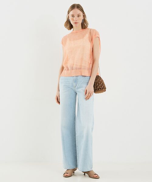 DESIGNWORKS / デザインワークス ニット・セーター | リネン混シアーバックギャザープルオーバー | 詳細6