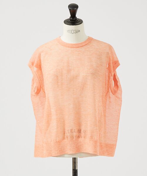 DESIGNWORKS / デザインワークス ニット・セーター | リネン混シアーバックギャザープルオーバー | 詳細8