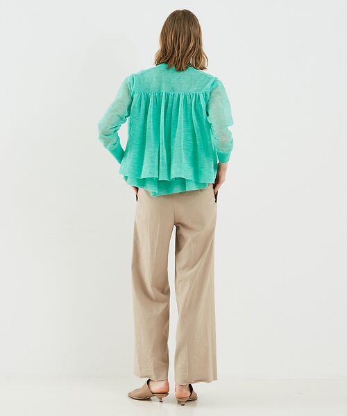 DESIGNWORKS / デザインワークス ニット・セーター | リネン混シアーバックギャザープルオーバー | 詳細10