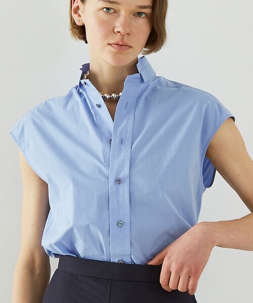 DESIGNWORKS/デザインワークス デザインスタンドカラーラウンドテールシャツ【予約】 サックスブルー 38 DESIGNWORKS/デザインワークス デザインスタンドカラーラウンドテールシャツ【予約】 サックスブルー 38