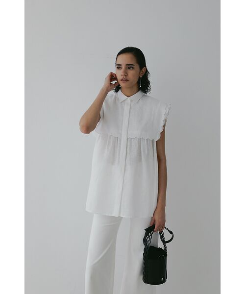 DESIGNWORKS / デザインワークス シャツ・ブラウス | リネンスカラップノースリーブシャツ | 詳細4