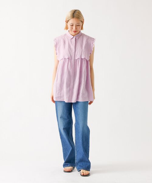 DESIGNWORKS / デザインワークス シャツ・ブラウス | リネンスカラップノースリーブシャツ | 詳細20