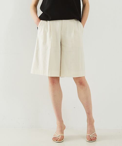 DESIGNWORKS/デザインワークス リネンヴィスコースハイウエストハーフパンツ アイボリー 36 DESIGNWORKS/デザインワークス リネンヴィスコースハイウエストハーフパンツ アイボリー 36