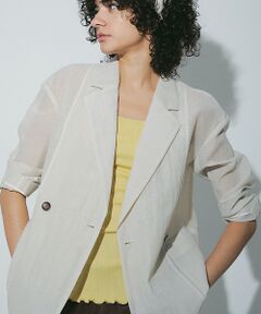 DESIGNWORKS / デザインワークス テーラードジャケット | リネン混シアーオーバーサイズジャケット