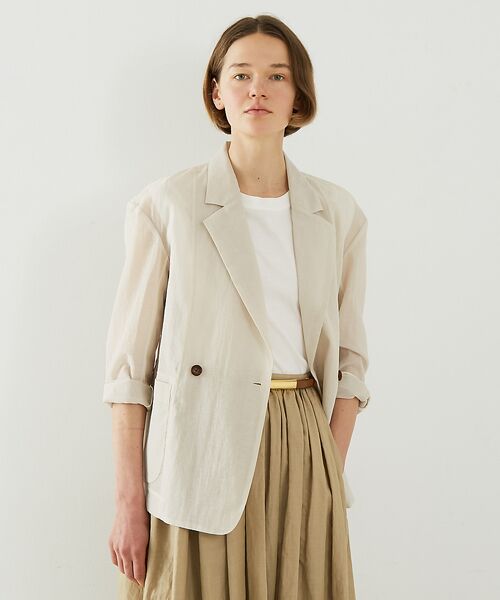DESIGNWORKS / デザインワークス テーラードジャケット | リネン混シアーオーバーサイズジャケット | 詳細1