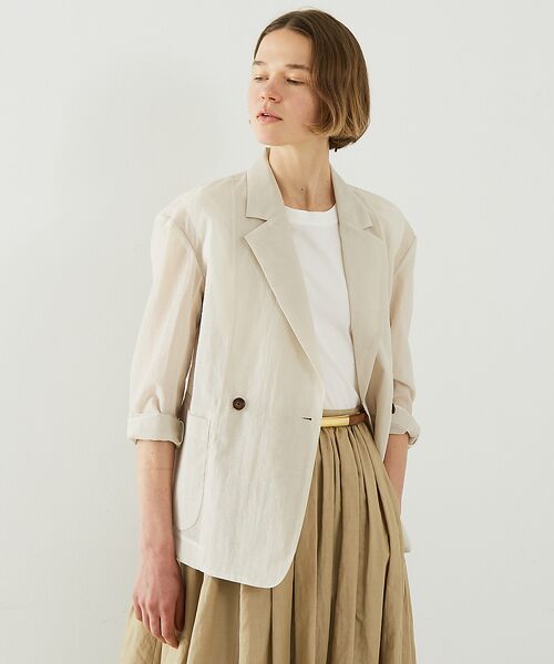 DESIGNWORKS / デザインワークス テーラードジャケット | リネン混シアーオーバーサイズジャケット | 詳細2