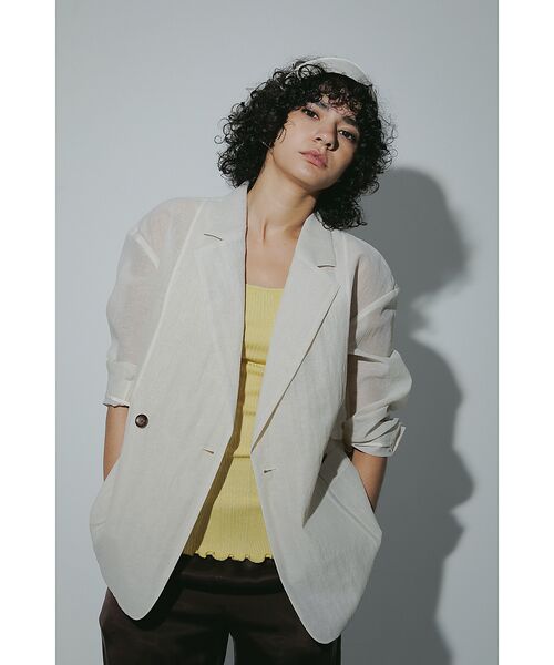 DESIGNWORKS / デザインワークス テーラードジャケット | リネン混シアーオーバーサイズジャケット | 詳細3