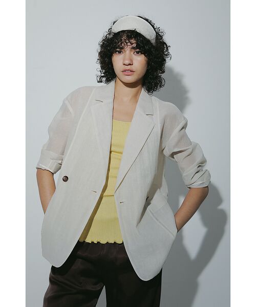 DESIGNWORKS / デザインワークス テーラードジャケット | リネン混シアーオーバーサイズジャケット | 詳細4