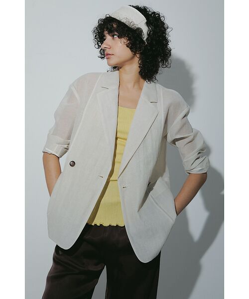 DESIGNWORKS / デザインワークス テーラードジャケット | リネン混シアーオーバーサイズジャケット | 詳細5