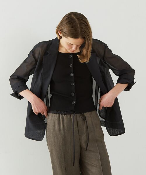 DESIGNWORKS / デザインワークス テーラードジャケット | リネン混シアーオーバーサイズジャケット | 詳細15