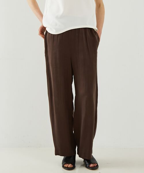 DESIGNWORKS / デザインワークス パンツ | キュプラフィブリルサテンリラックスパンツ(ブラウン)