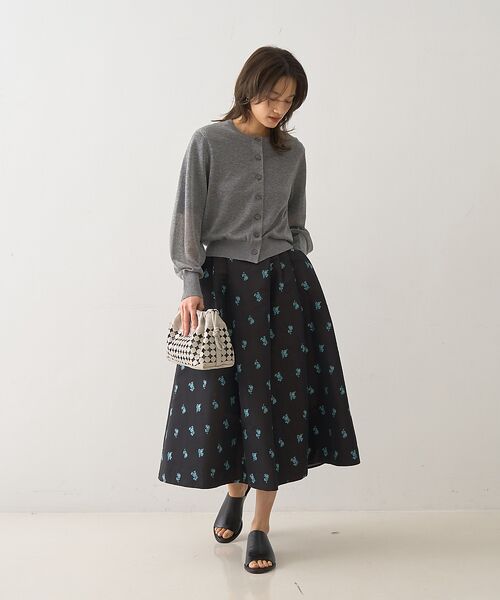 DESIGNWORKS / デザインワークス ロング・マキシ丈スカート | フラワージャガードタックスカート | 詳細12
