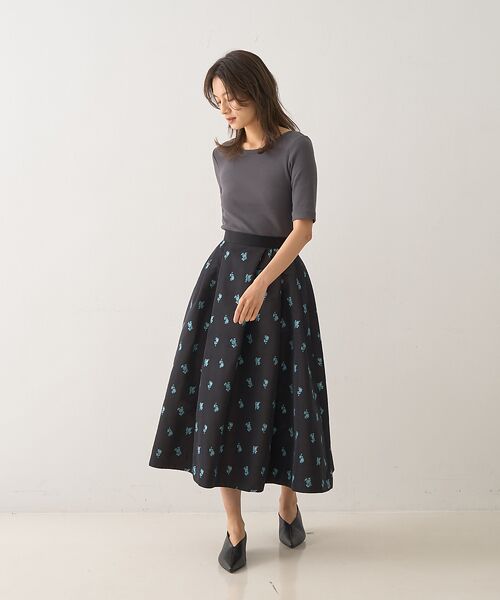DESIGNWORKS / デザインワークス ロング・マキシ丈スカート | フラワージャガードタックスカート | 詳細6