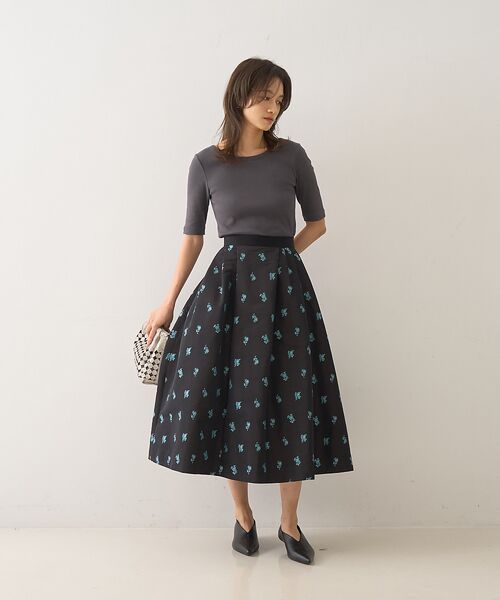 DESIGNWORKS / デザインワークス ロング・マキシ丈スカート | フラワージャガードタックスカート | 詳細7