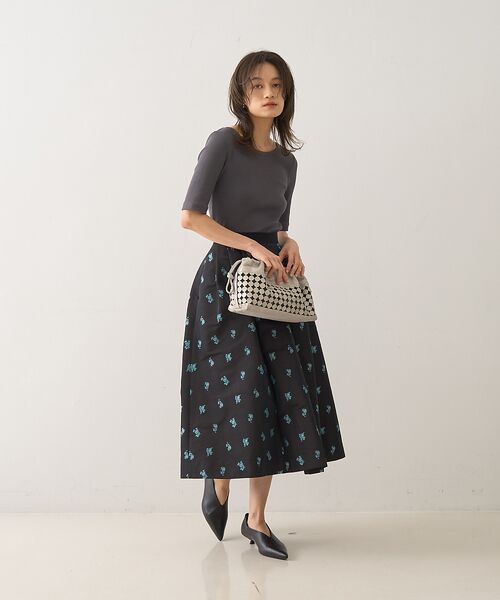 DESIGNWORKS / デザインワークス ロング・マキシ丈スカート | フラワージャガードタックスカート | 詳細8