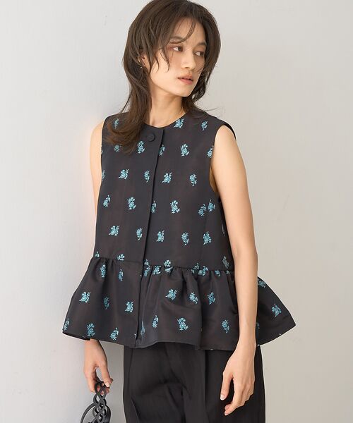 DESIGNWORKS / デザインワークス ベスト | フラワージャガードペムラムジャケット | 詳細1