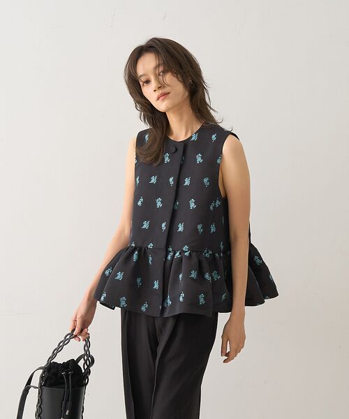 DESIGNWORKS / デザインワークス ベスト | フラワージャガードペムラムジャケット | 詳細5