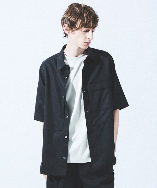 DESIGNWORKS/デザインワークス 【セットアップ対応】フィブリル パッチワーク 半袖シャツ ブラック 50 DESIGNWORKS/デザインワークス 【セットアップ対応】フィブリル パッチワーク 半袖シャツ ブラック 50