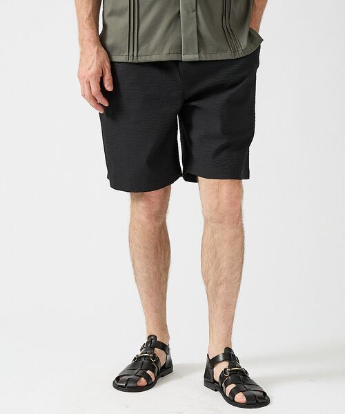 DESIGNWORKS / デザインワークス ショート・ハーフ・半端丈パンツ | 【SOLOTEX(R)】ウール サッカー ショートパンツ(ブラック)