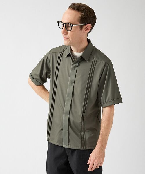 DESIGNWORKS/デザインワークス 【接触冷感】ワンピースカラー 半袖 キューバシャツ カーキ 46 DESIGNWORKS/デザインワークス 【接触冷感】ワンピースカラー 半袖 キューバシャツ カーキ 46