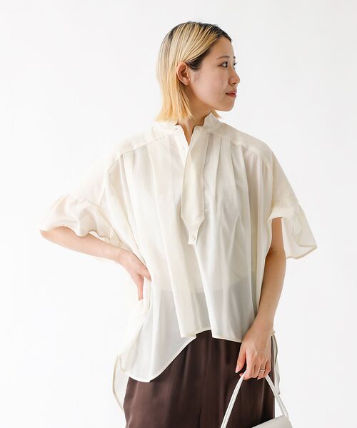 DESIGNWORKS デザインワークス オーガンジーシアーラウンドヘムシャツ オーガンジーシアーラウンドヘムシャツ （シャツ・ブラウス