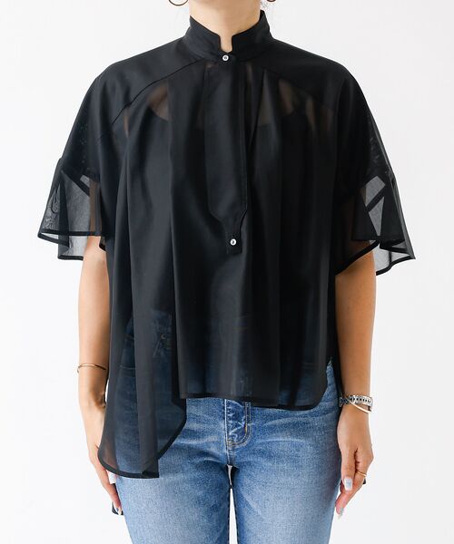 DESIGNWORKS デザインワークス オーガンジーシアーラウンドヘムシャツ オーガンジーシアーラウンドヘムシャツ （シャツ・ブラウス