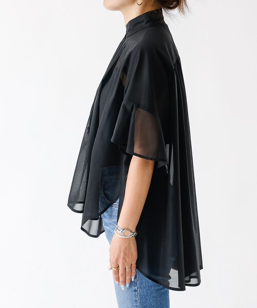 DESIGNWORKS デザインワークス オーガンジーシアーラウンドヘムシャツ オーガンジーシアーラウンドヘムシャツ （シャツ・ブラウス