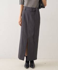 DESIGNWORKS / デザインワークス ロング・マキシ丈スカート | フロントスリット切替えベルテッドロングスカート