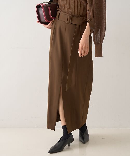 DESIGNWORKS / デザインワークス ロング・マキシ丈スカート | フロントスリット切替えベルテッドロングスカート | 詳細1