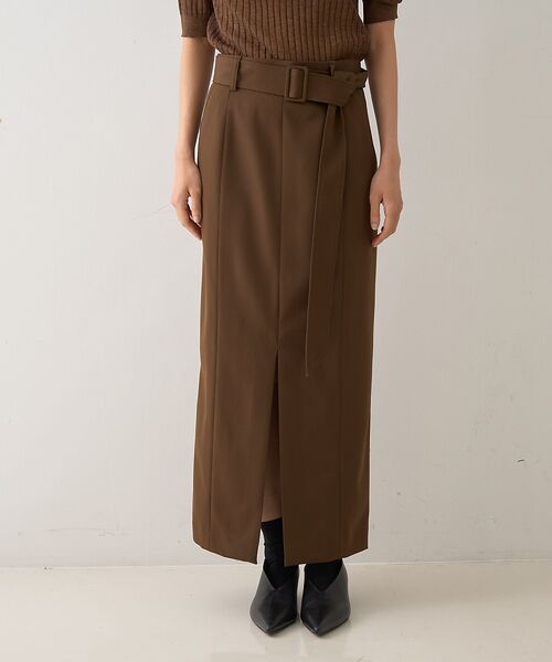 DESIGNWORKS / デザインワークス ロング・マキシ丈スカート | フロントスリット切替えベルテッドロングスカート | 詳細12
