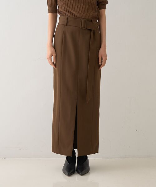 DESIGNWORKS / デザインワークス ロング・マキシ丈スカート | フロントスリット切替えベルテッドロングスカート | 詳細13