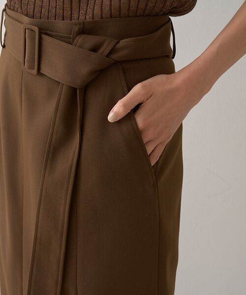 DESIGNWORKS / デザインワークス ロング・マキシ丈スカート | フロントスリット切替えベルテッドロングスカート | 詳細15