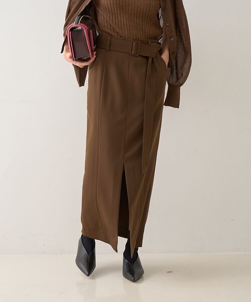 DESIGNWORKS / デザインワークス ロング・マキシ丈スカート | フロントスリット切替えベルテッドロングスカート | 詳細2