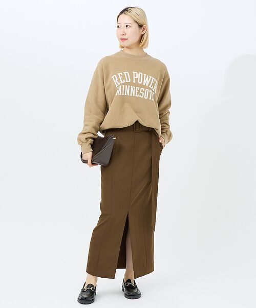 DESIGNWORKS / デザインワークス ロング・マキシ丈スカート | フロントスリット切替えベルテッドロングスカート | 詳細8