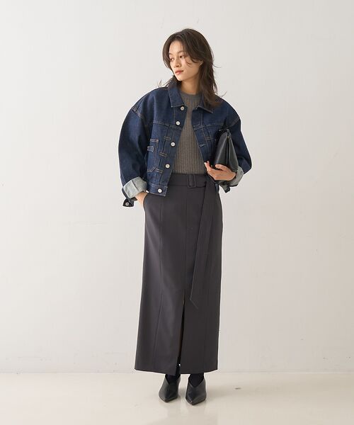 DESIGNWORKS / デザインワークス ロング・マキシ丈スカート | フロントスリット切替えベルテッドロングスカート | 詳細26