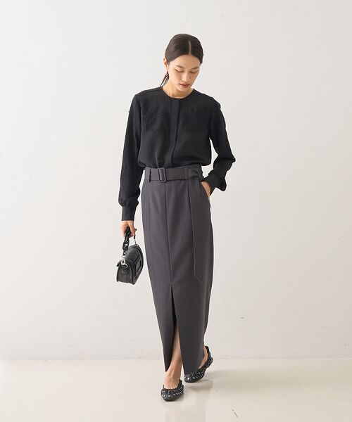 DESIGNWORKS / デザインワークス ロング・マキシ丈スカート | フロントスリット切替えベルテッドロングスカート | 詳細27