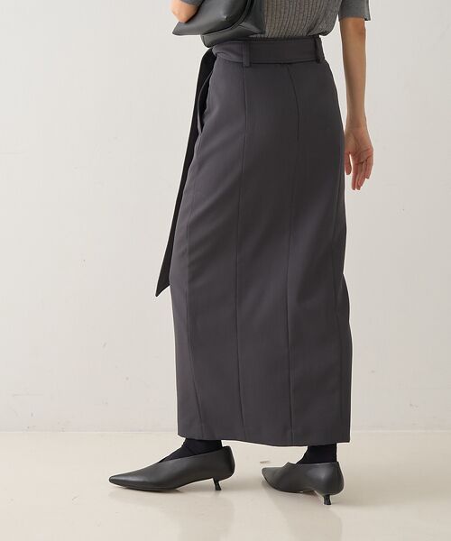 DESIGNWORKS / デザインワークス ロング・マキシ丈スカート | フロントスリット切替えベルテッドロングスカート | 詳細19