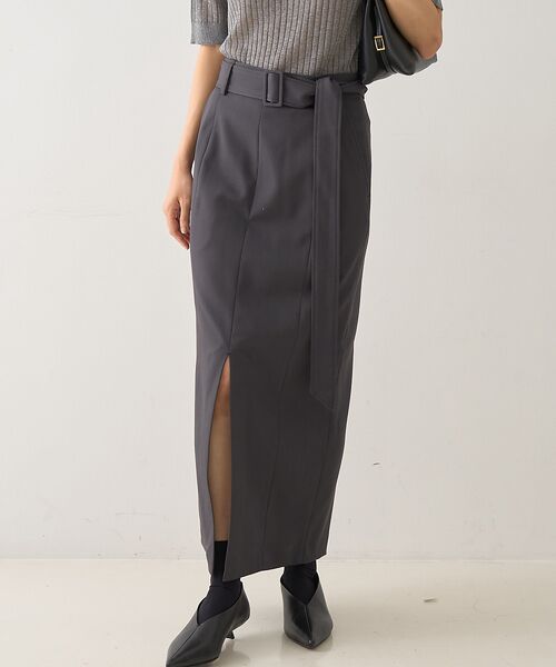 DESIGNWORKS / デザインワークス ロング・マキシ丈スカート | フロントスリット切替えベルテッドロングスカート | 詳細21