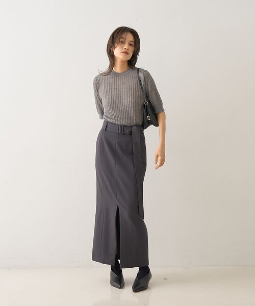 DESIGNWORKS / デザインワークス ロング・マキシ丈スカート | フロントスリット切替えベルテッドロングスカート | 詳細22