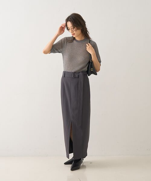 DESIGNWORKS / デザインワークス ロング・マキシ丈スカート | フロントスリット切替えベルテッドロングスカート | 詳細23