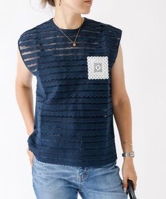 N゜21/ヌメロヴェントゥーノ】 レースコンビTシャツブラウス