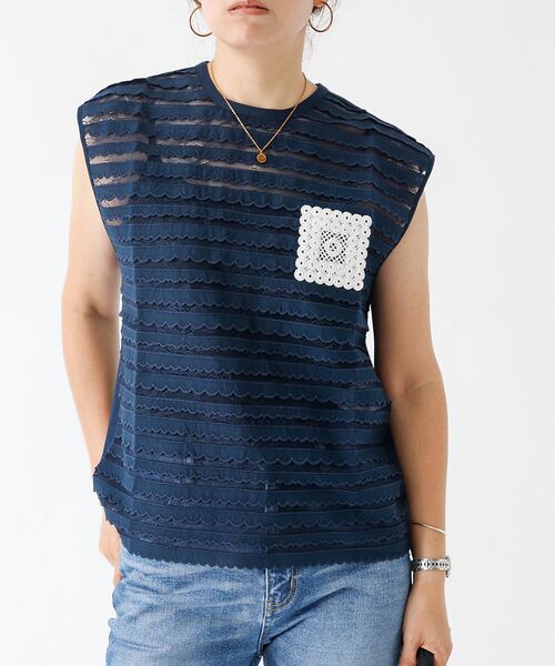 N゜21/ヌメロヴェントゥーノ】 レースコンビTシャツブラウス