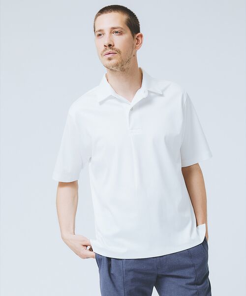 DESIGNWORKS/デザインワークス 【ITADAKI】2WAY ポロシャツ ホワイト 48 DESIGNWORKS/デザインワークス 【ITADAKI】2WAY ポロシャツ ホワイト 48