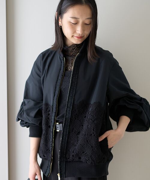 DESIGNWORKS / デザインワークス ブルゾン | 【BEAUVET /ボーヴェット】レースコンビブライトタフタブルゾン | 詳細5