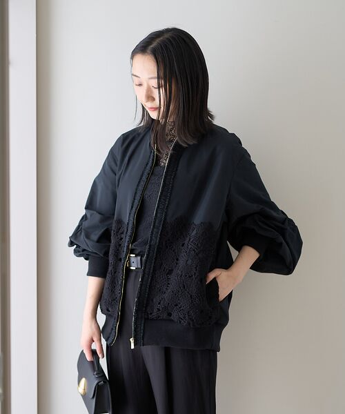 DESIGNWORKS / デザインワークス ブルゾン | 【BEAUVET /ボーヴェット】レースコンビブライトタフタブルゾン | 詳細6