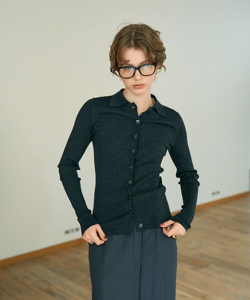 DESIGNWORKS / デザインワークス ニット・セーター | ウールリブポロカーディガン | 詳細16