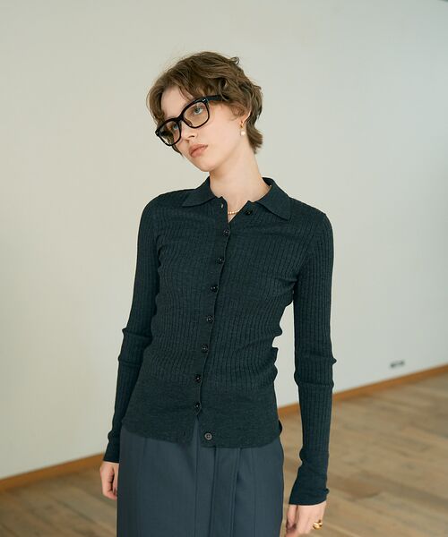 DESIGNWORKS / デザインワークス ニット・セーター | ウールリブポロカーディガン | 詳細18